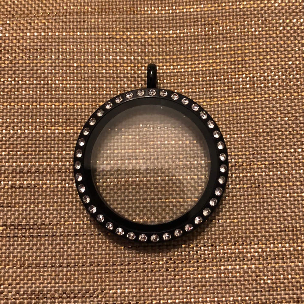 Origami Owl Large Black Locket with Crystals